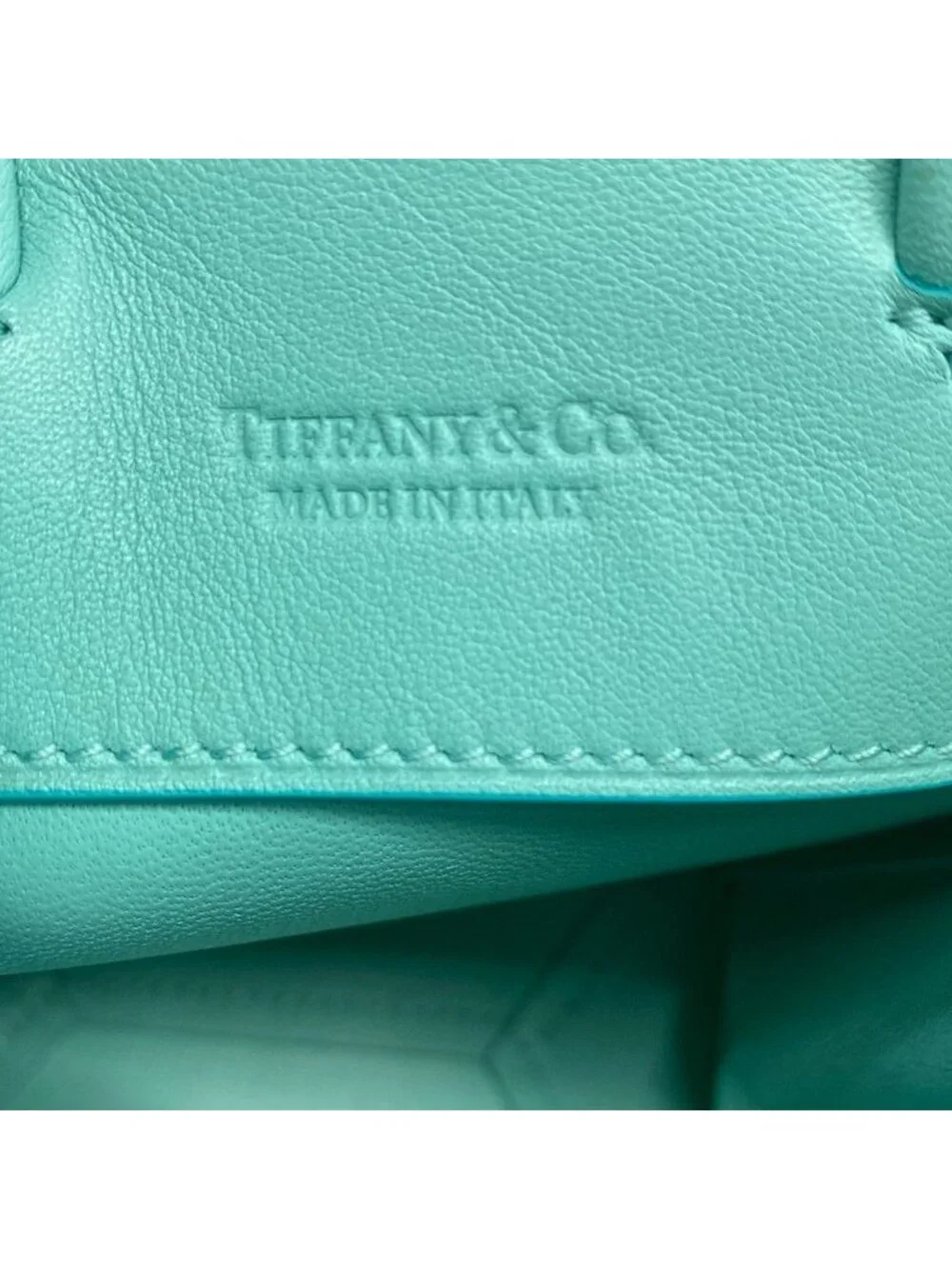 Tiffany & Co Tote Mini Shopping Light Blue Leather